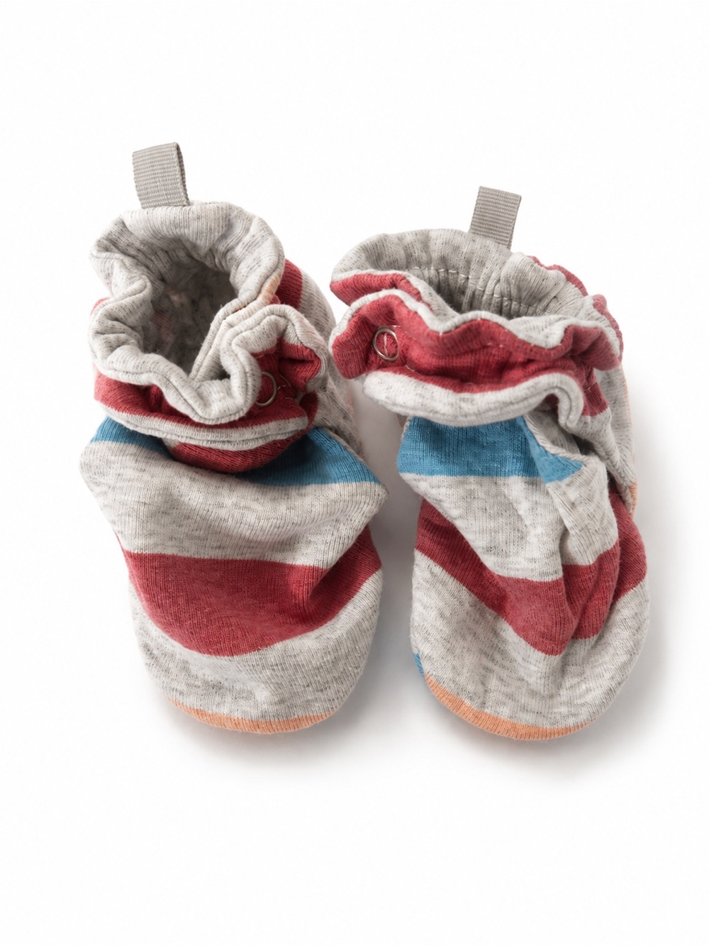 GAP Baby Striped Cotton Booties - Gray, Red & Blue